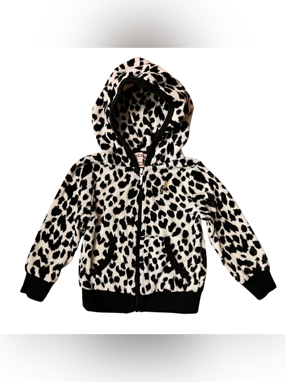 Juicy Couture Velour Hooded Jacket Baby Girl 6-12M Y2K Leopard Print Full Zip